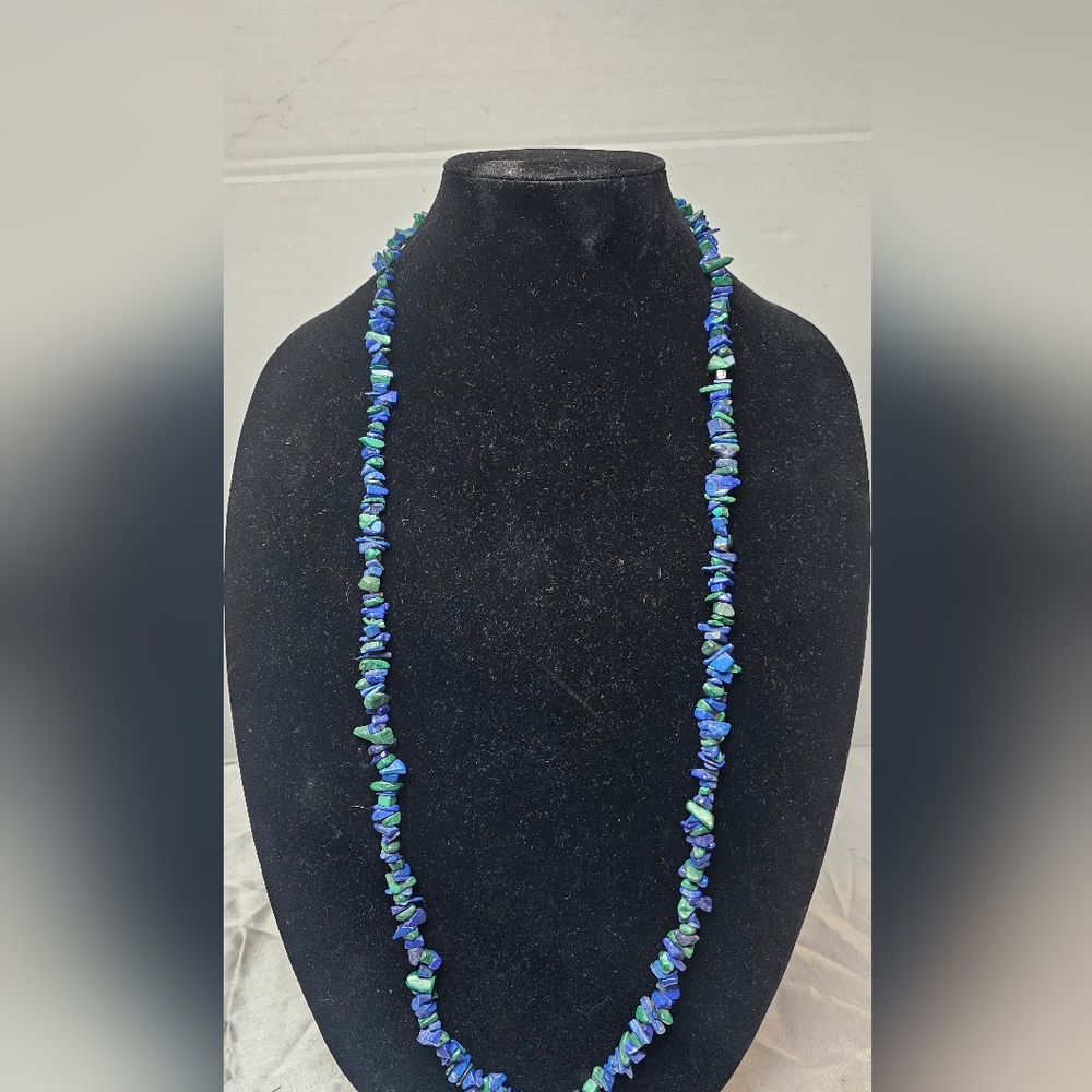 Malachite & Lapis Lazuli Chip Bead Necklace – Deep Blues & Verdant Greens